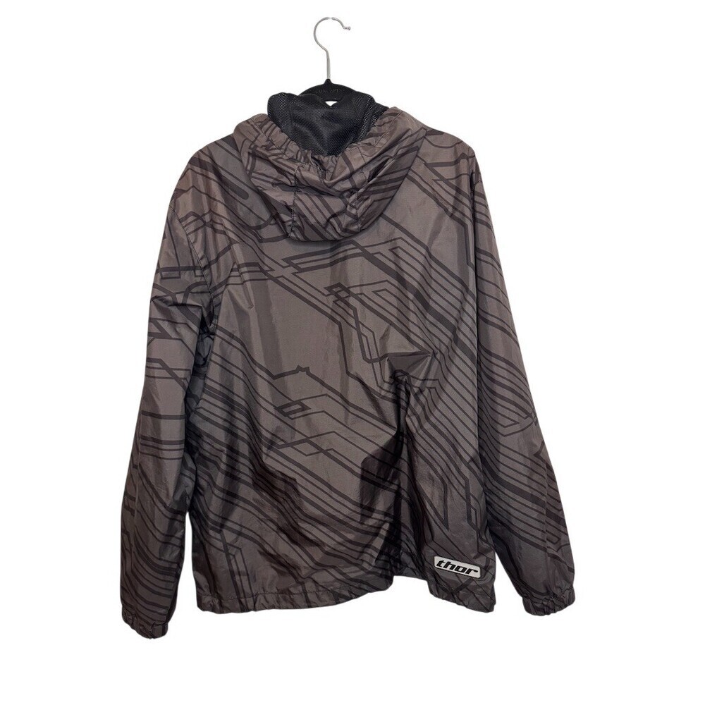Vintage Thor Windbreaker Jacket Mens Size M Gray Black Geometric Hood Full Zip - Picture 2 of 6